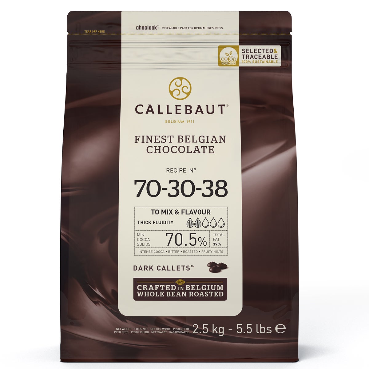 Callebaut Chocolade Callets -Extra Puur (70,5%)- 2,5 kg
