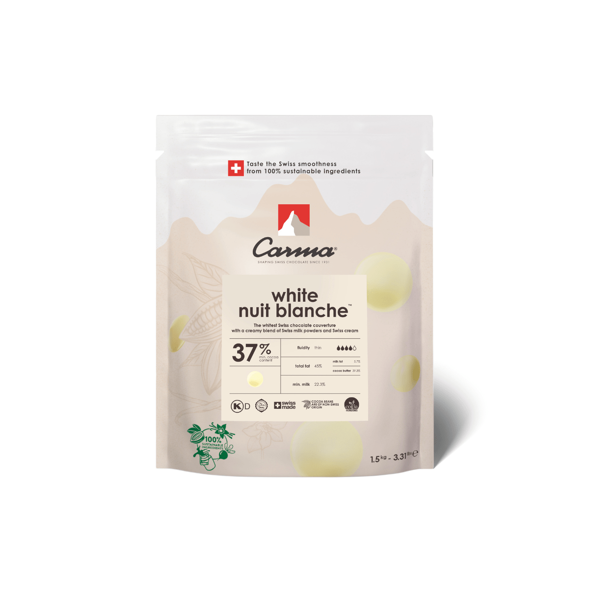 Carma Chocoladedruppels 1,5 kg - White Nuit Blanche 37%